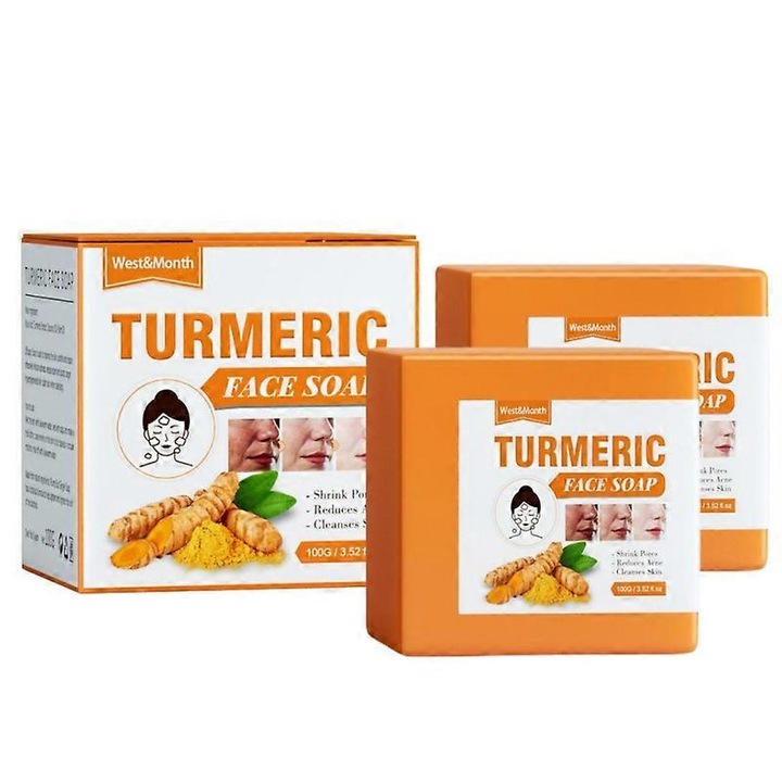 Комплект от 2 сапуна за почистване на лице с масло от куркума, West&Month