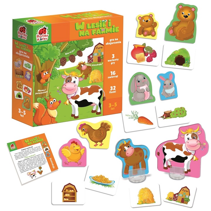 Joc educativ Roter Kafer, animale din padure si ferma, 32 piese