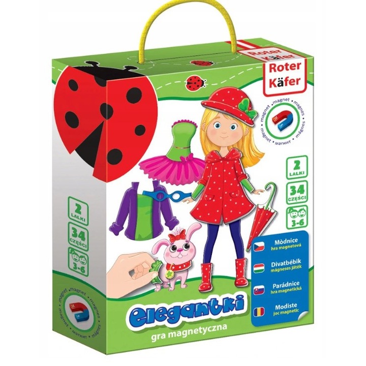 Set joc magnetic Roter Kafer, 2 figurine, 3 elemente garderoba, 3-6 ani
