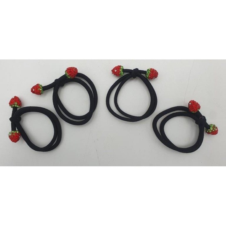 Set 12 elastice de par SANDEX, trandafir, cu strasuri