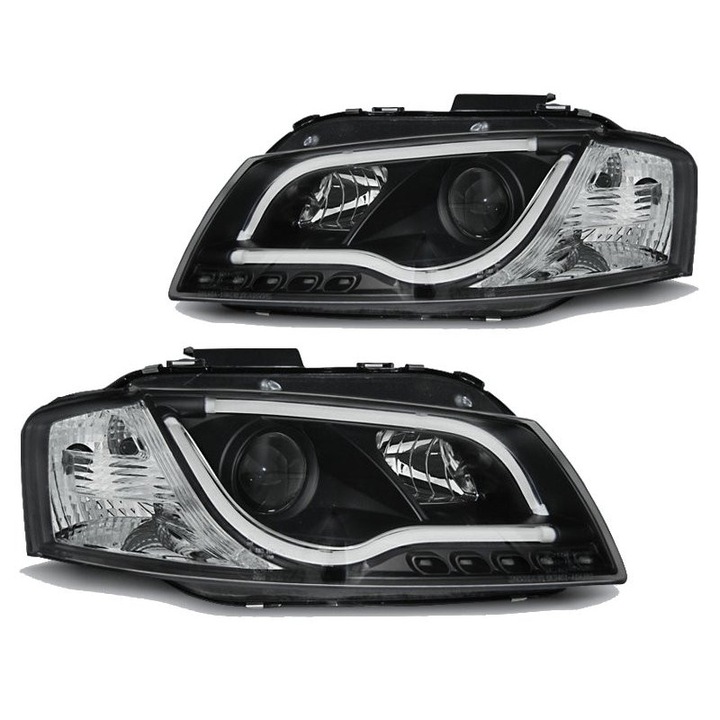 Сонарна фара за кола AUDI A3 8P 2003-2008, с LED диоди, комплект, H7/H1, прозрачна