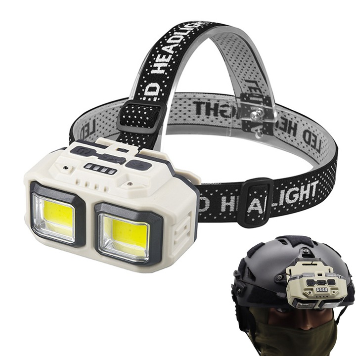 Фенер TREXORA HX816S, презареждащ се с USB, сензор за движение, 4 режима на осветление, бежово/черно камуфлажно, 95 г