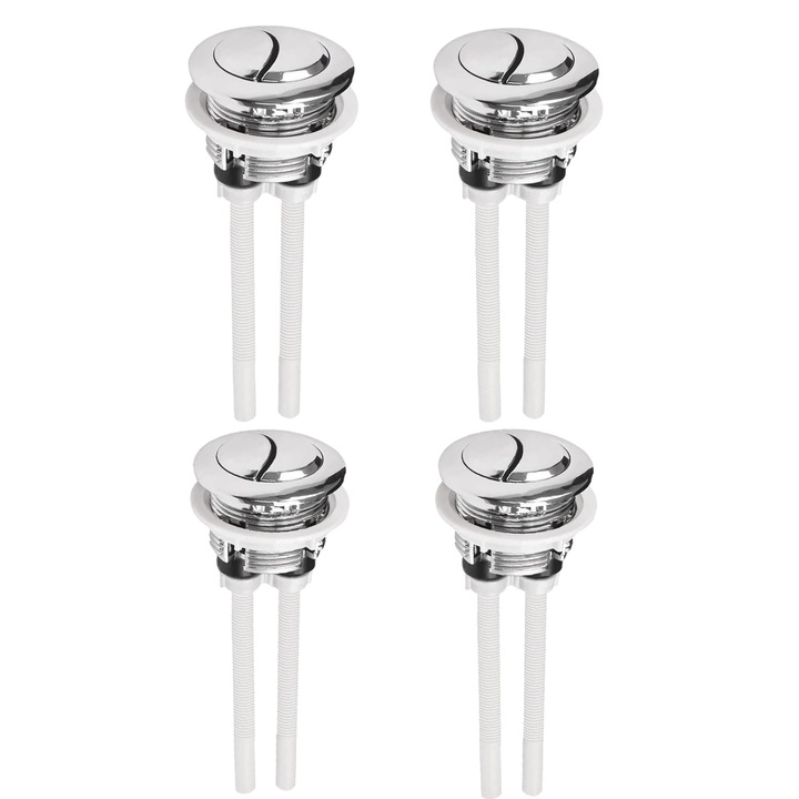 Set 4 butoane WC TREXORA, dual mod, argintiu, 38mm