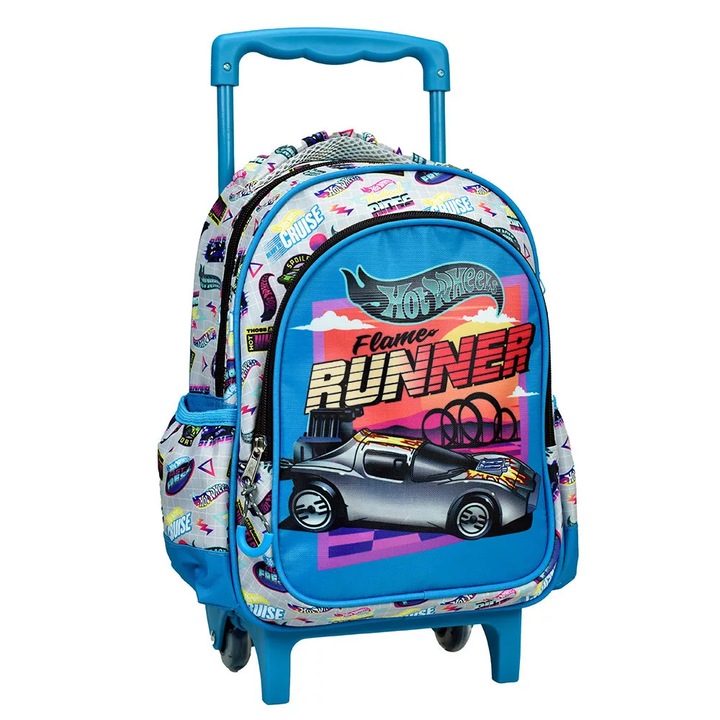 Iskolatáska gurulós, Hot Wheels Runner, 30 x 25 x 15 cm, Kék Többszínű