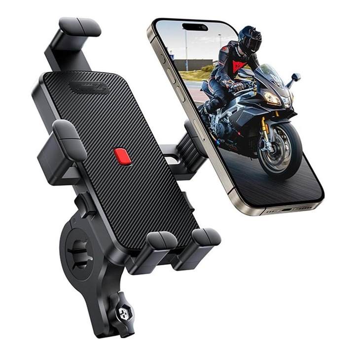 Поставка за телефон за велосипед/мотоциклет, Joyroom JR-OK7, Автоматично заключване, Завъртане на 360°, Черен