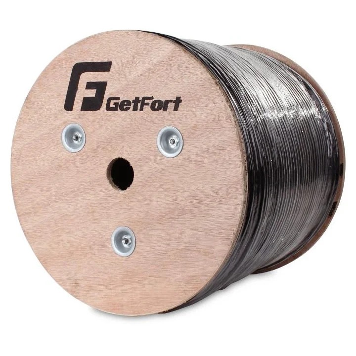 Cablu U/UTP, Getfort, Cat 5e, gel, UV, negru, 305m