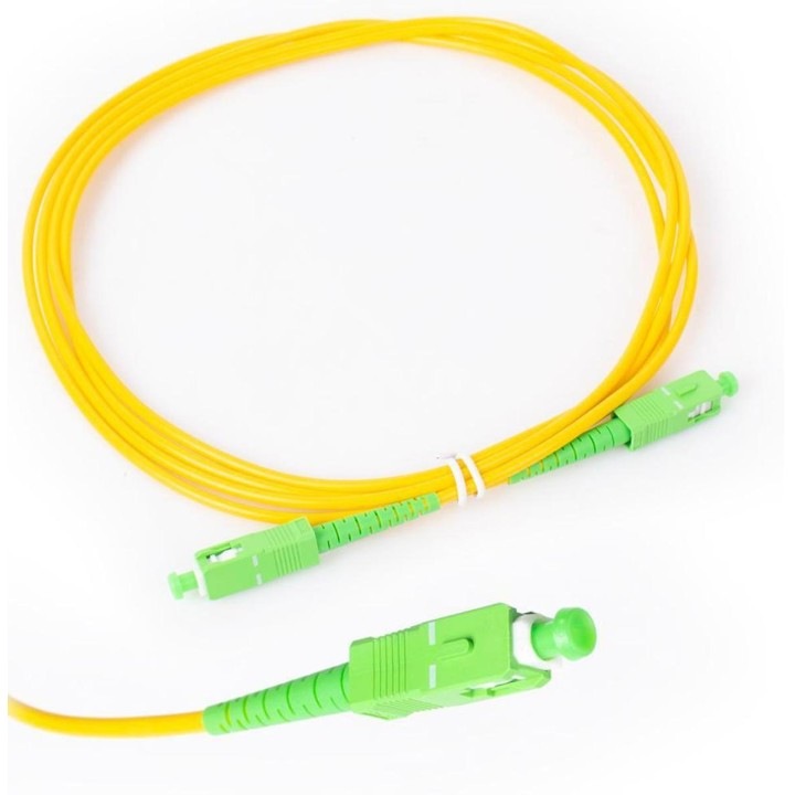 Cablu patchcord fibra optica, GetFort, SC/APC-SC/APC, simplex, 3m, galben/verde