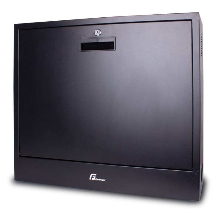 Getfort 2U rack fémszekrény, 600x540x210mm, fekete, VESA támogatással