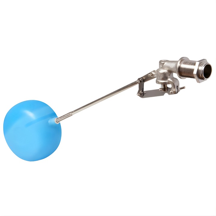 Robinet flotor 1/2" cu sfera diametru 90 mm, capat metalic 175 mm, alama nichelata, RTM