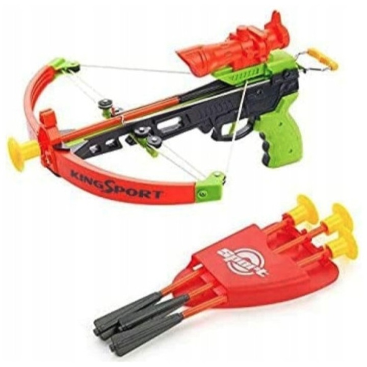 Set de arbalete cu vizor, 3 sageti cu ventuza, suport pentru sageti, plastic, sigur pentru copii, usor de utilizat