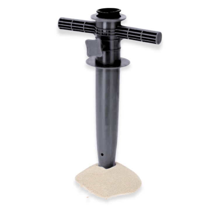 Suport infiletat pentru umbrela de plaja/gradina, Opengarden, rezistent si stabil, montaj usor fara unelte, rezistent la vant si intemperii, practic pentru gradina si plaja, compact si usor, design modern, negru