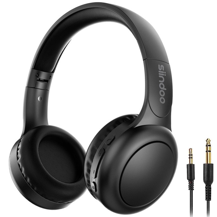 Siindoo JH-926B vezeték nélküli fejhallgató, 3 EQ mód, zajcsökkentés, fekete, összecsukható