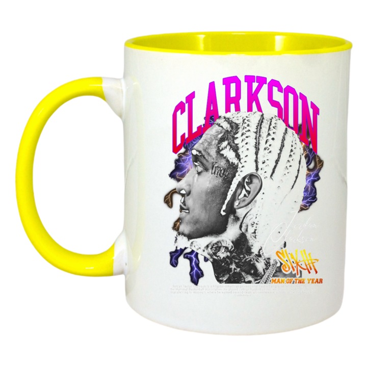 Cana Kelly Clarkson, Cri-Flo, Ceramica, 330ml. Maner si interior Galben