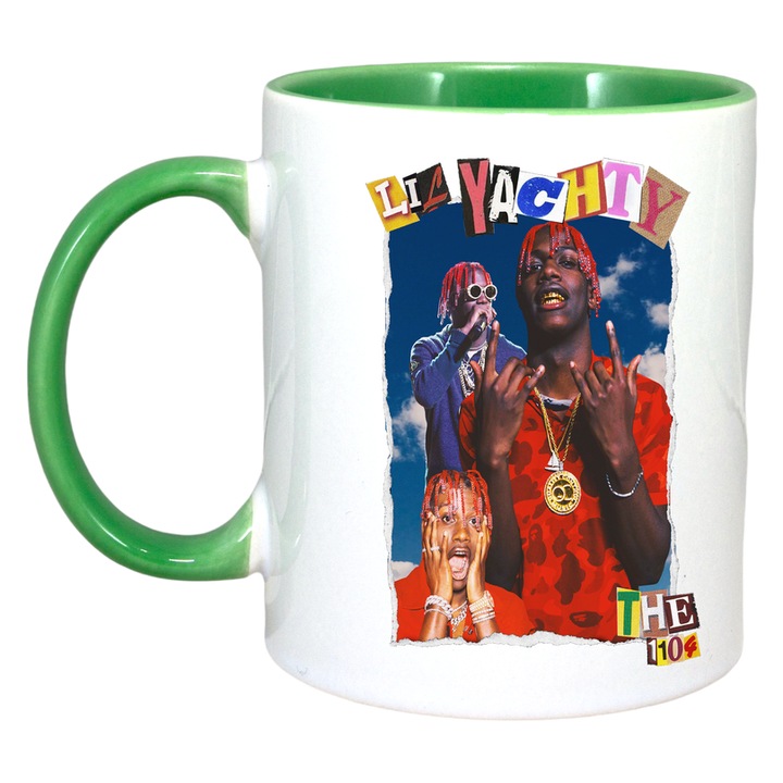 Cana Lil Yachty - THE 106 Blue, Cri-Flo, Ceramica, 330ml. Maner si interior Verde