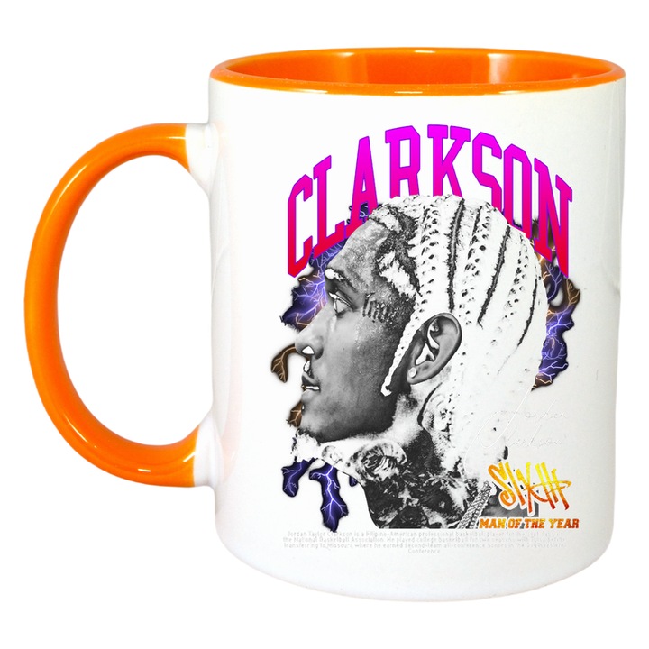 Cana Kelly Clarkson, Cri-Flo, Ceramica, 330ml. Maner si interior Portocaliu