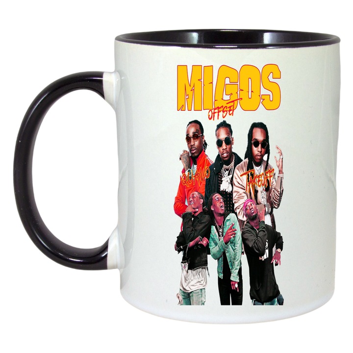 Cana Migos v1, Cri-Flo, Ceramica, 330ml. Maner si interior Negru