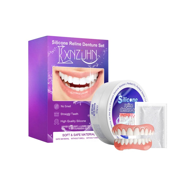 Set proteze dentare ajustabil, LXNZUHN, silicon, Alb, 6x1.9/5.7x2cm
