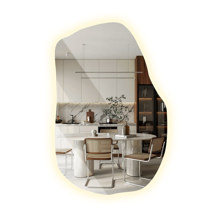 Oglinda forma neregulata LED, Tulup, Perete, Neutru (4000K), 100 x 65 cm, 010390550430200000000