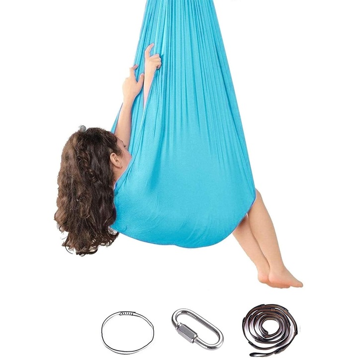 Leagan elastic pentru copii, albastru lac, 100x280cm