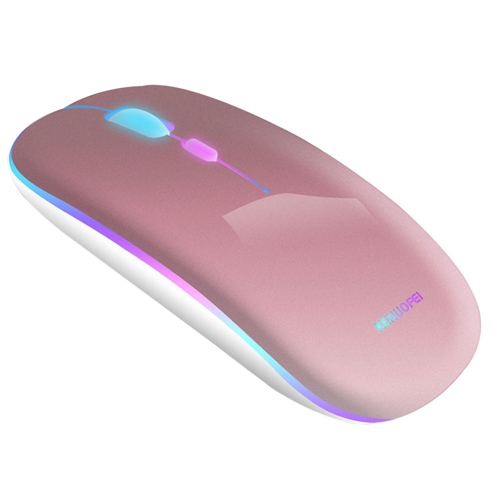 Mouse wireless portabil, cu LED RGB, roz auriu - eMAG.ro