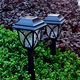Set 6 felinare solare LED exterior cu lumina calda, panou solar, IP44, fixare in pamant, 44cm