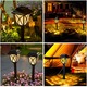 Set 6 felinare solare LED exterior cu lumina calda, panou solar, IP44, fixare in pamant, 44cm