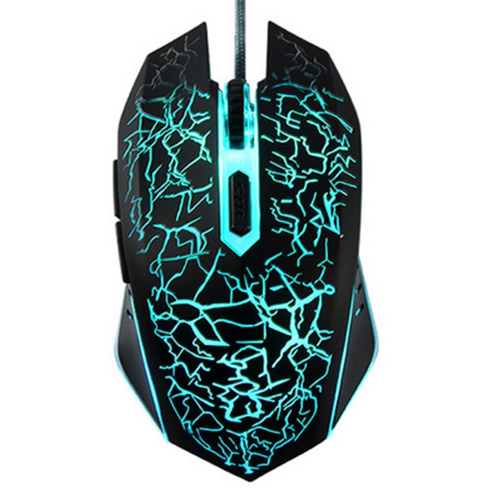 Mouse de gaming, mouse cu fir cu 6 butoane pentru PC Pro Gamer, mouse de gaming cu fir USB cu iluminare de fundal LED reglabila (negru)