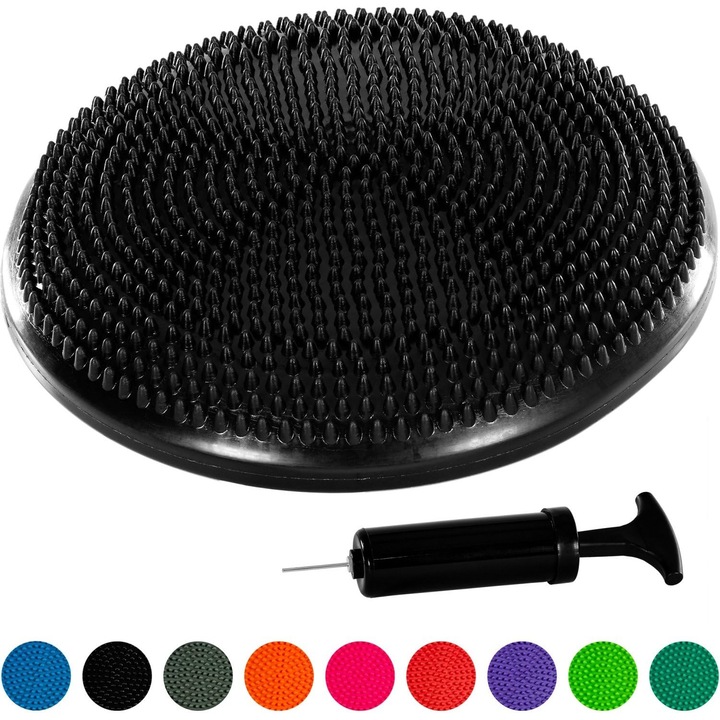 Disc de fitness Enforose, ergonomic, portabil, pentru corectarea posturii si ameliorarea durerilor de spate, include pompa de aer