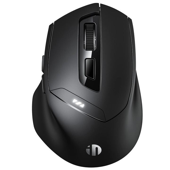 Mouse Bluetooth silentios reincarcabil cu conexiune tri-mod, design ergonomic, 6 butoane pentru utilizare cu mai multe dispozitive