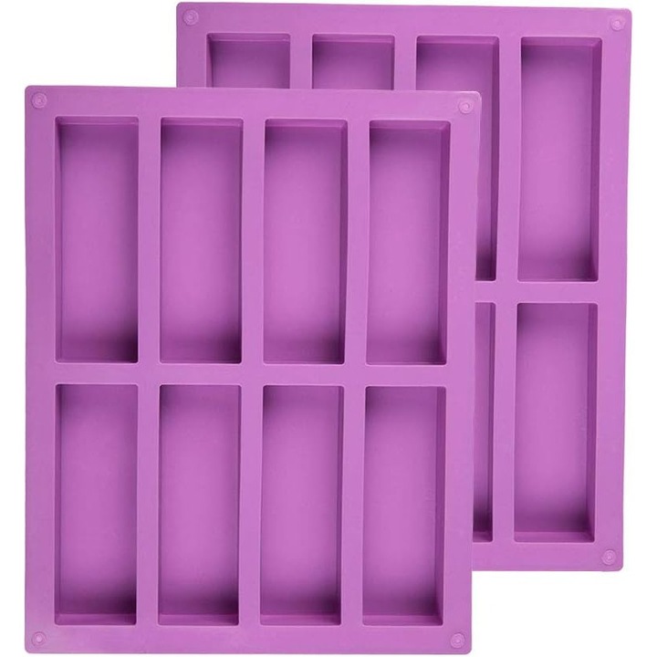 Set 2 forme prajituri din silicon, 8 cavitati, 26.6x21.7x2cm, mov