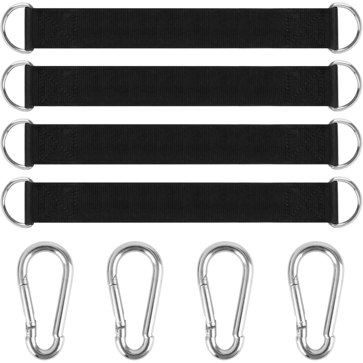 Suport hamac tip balansoar, set de 4, cu 4 carabine suspendate de inalta calitate, pentru utilizare in interior si exterior