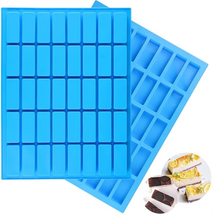 Matrite din silicon pentru bomboane cu caramel, pachet de 2 matrite dreptunghiulare inguste cu 40 de cavitati pentru ciocolata, pentru jeleu gumat, trufe, praline, caramele, forme pentru tavi de cuburi de gheata