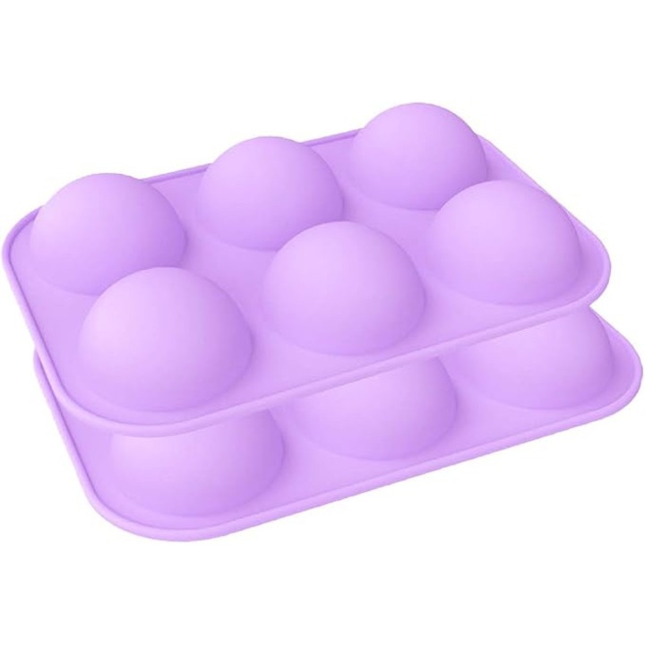 Mufa de silicon semisferica mare cu 6 cavitati, 2 pachete de mufe de ciocolata cu bile, mufe de copt, mufe de silicon pentru prepararea tortului, jeleului, cupolei