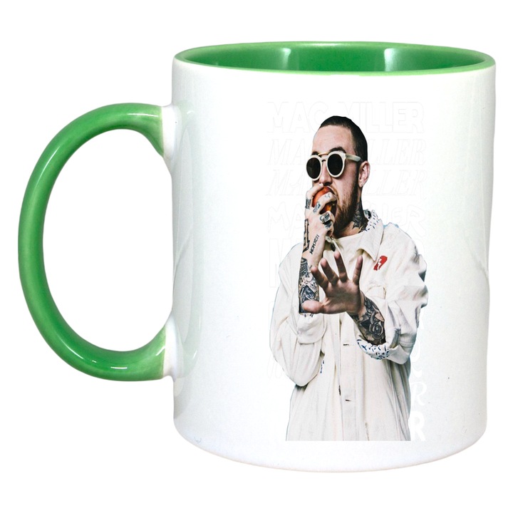 Cana Mac Miller v3, Cri-Flo, Ceramica, 330ml. Maner si interior Verde