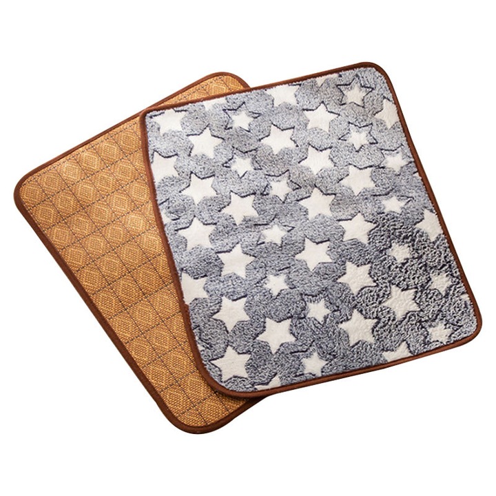 Охлаждаща постелка NAXSIR за кучета и котки – текстил + ратан, 50x40 см, лесна за пране, незабавно охлаждане