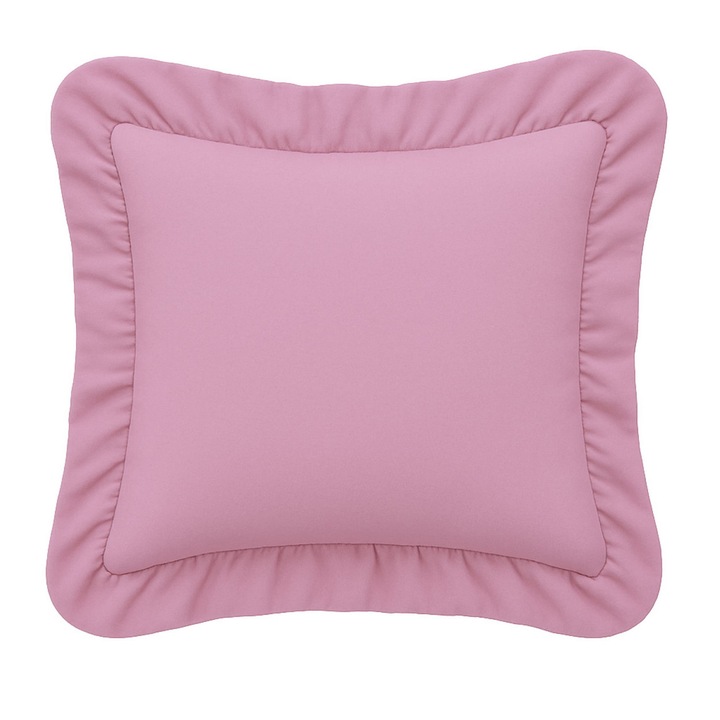 Poszewka pentru perna 40x40 cm Ruffy, roz, din microfibra cu falbanca