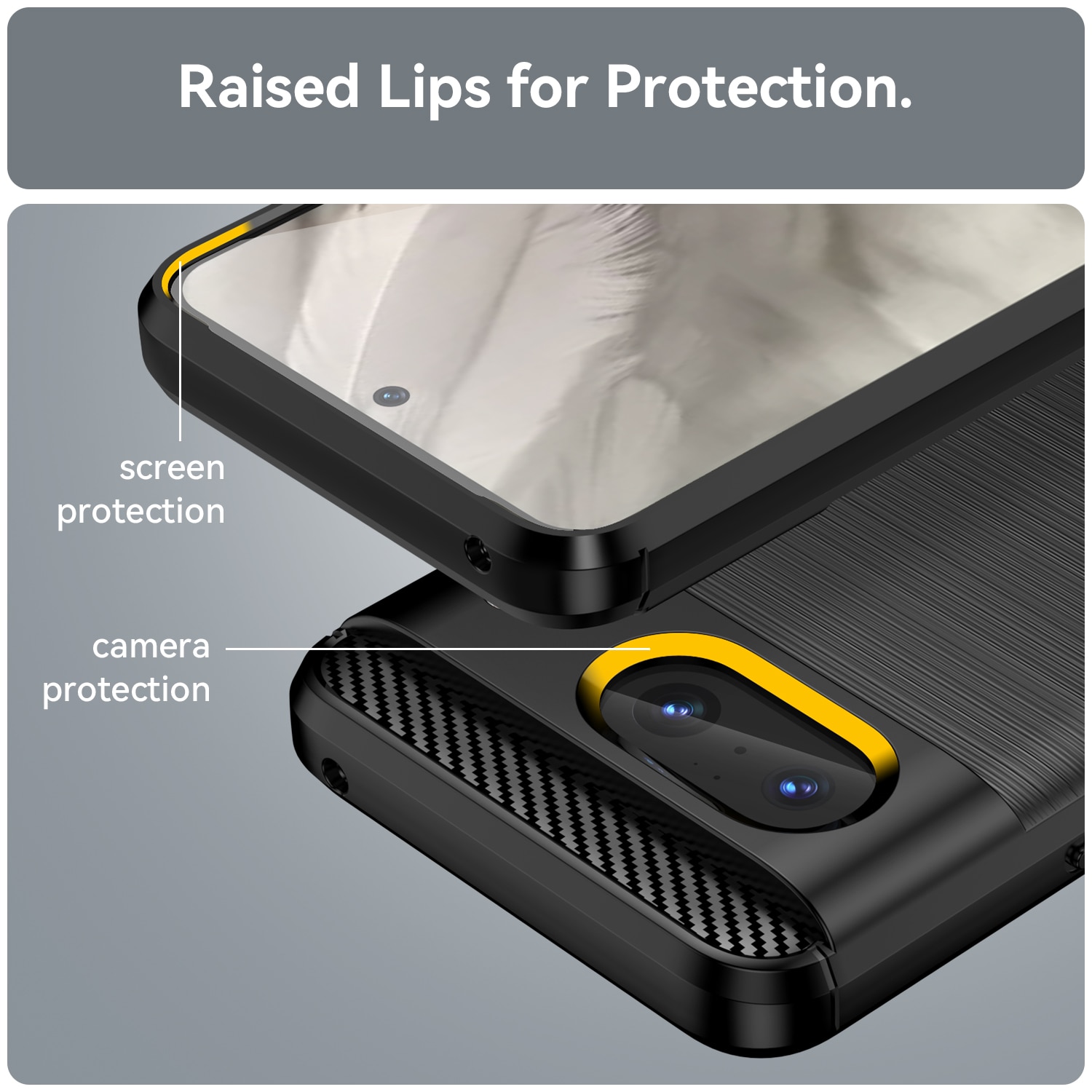Husa telefon, pentru Google Pixel 8 5G, De inalta calitate subtire si usoara periata confortabila TPU Soft Feel, Carbon Fiber Negru