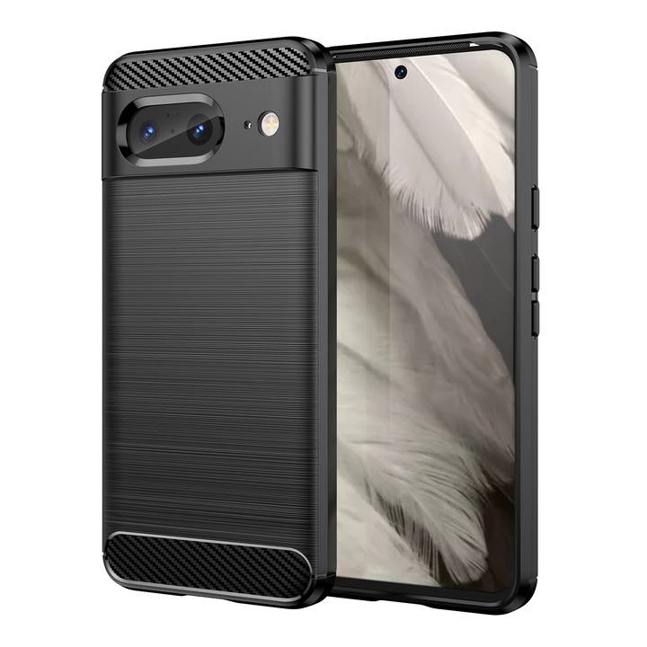 Husa telefon, pentru Google Pixel 8 5G, De inalta calitate subtire si usoara periata confortabila TPU Soft Feel, Carbon Fiber Negru