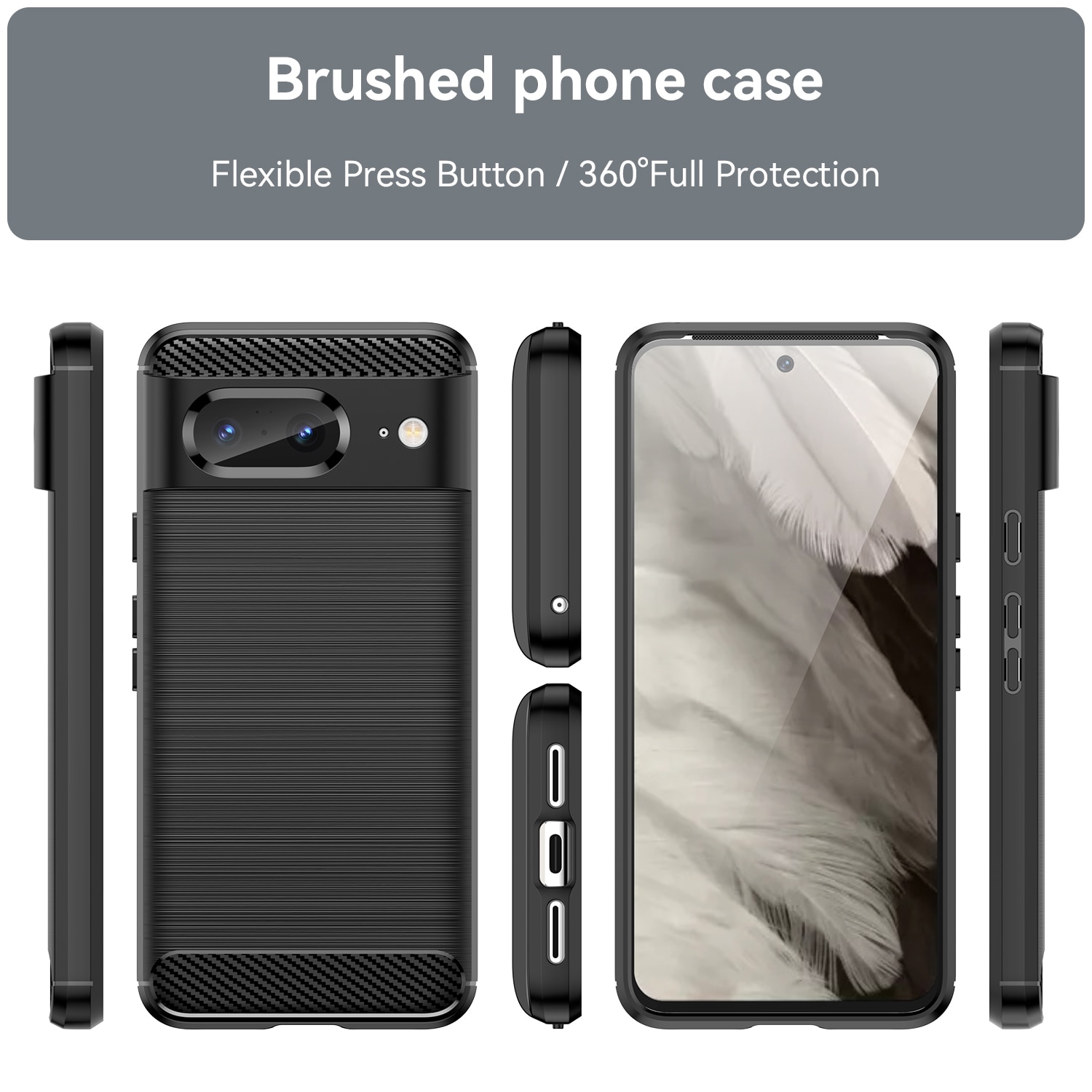 Husa telefon, pentru Google Pixel 8 5G, De inalta calitate subtire si usoara periata confortabila TPU Soft Feel, Carbon Fiber Negru