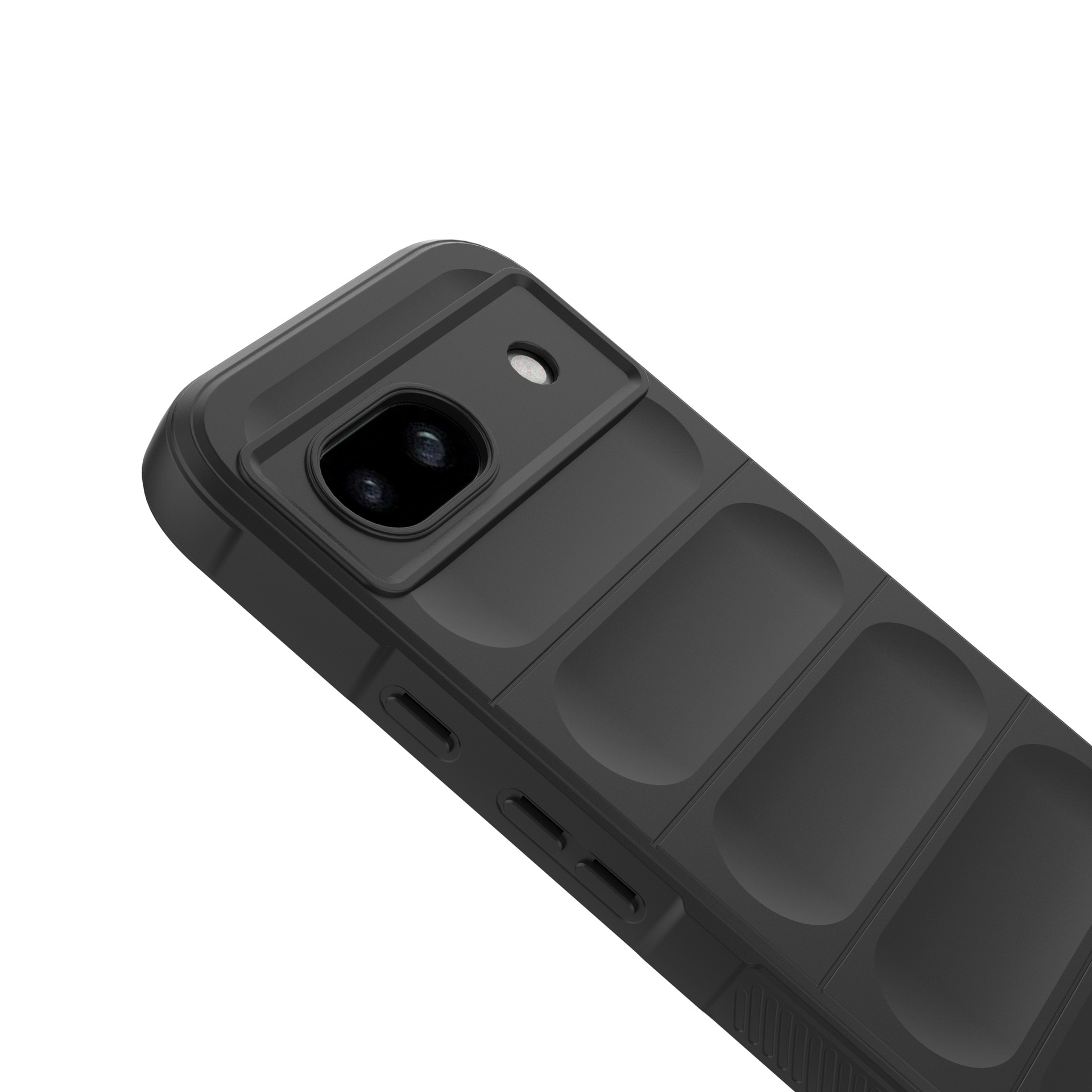 Husa telefon, pentru Google Pixel 8a 5G, Heavy Duty 3D cu dungi senzoriale Soft Silicone Full Portection Rezistent la socuri, Negru intens