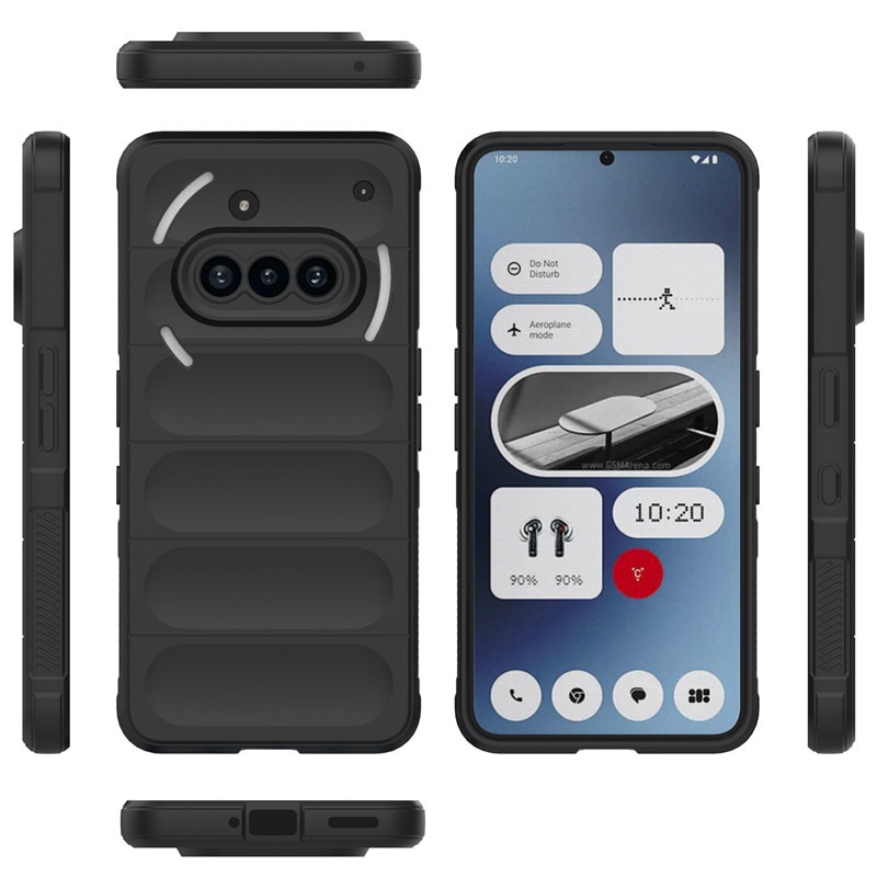 Husa telefon, pentru Nothing Phone (3a), Heavy Duty 3D cu dungi senzoriale Soft Silicone Full Portection Rezistent la socuri, Negru intens