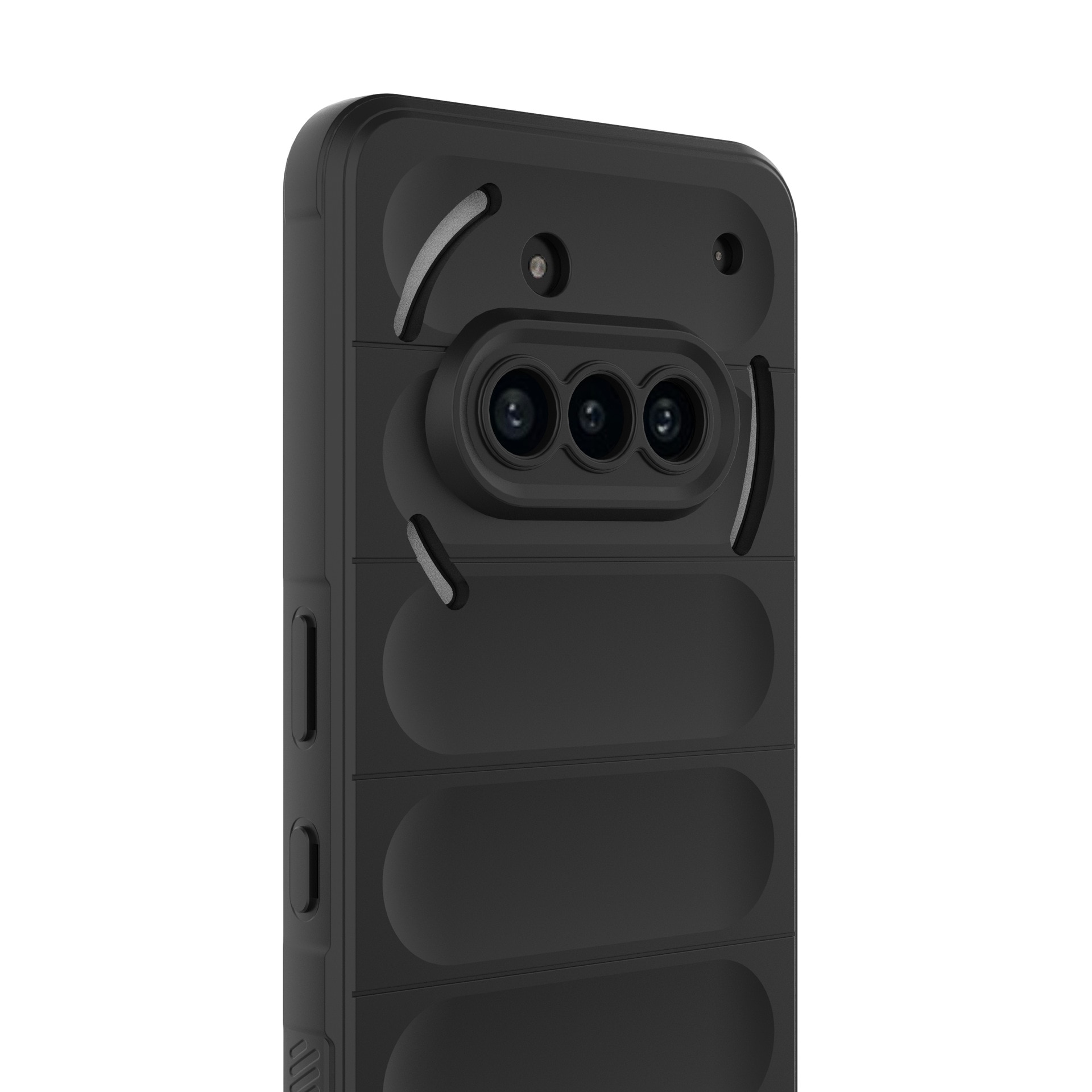 Husa telefon, pentru Nothing Phone (3a), Heavy Duty 3D cu dungi senzoriale Soft Silicone Full Portection Rezistent la socuri, Negru intens