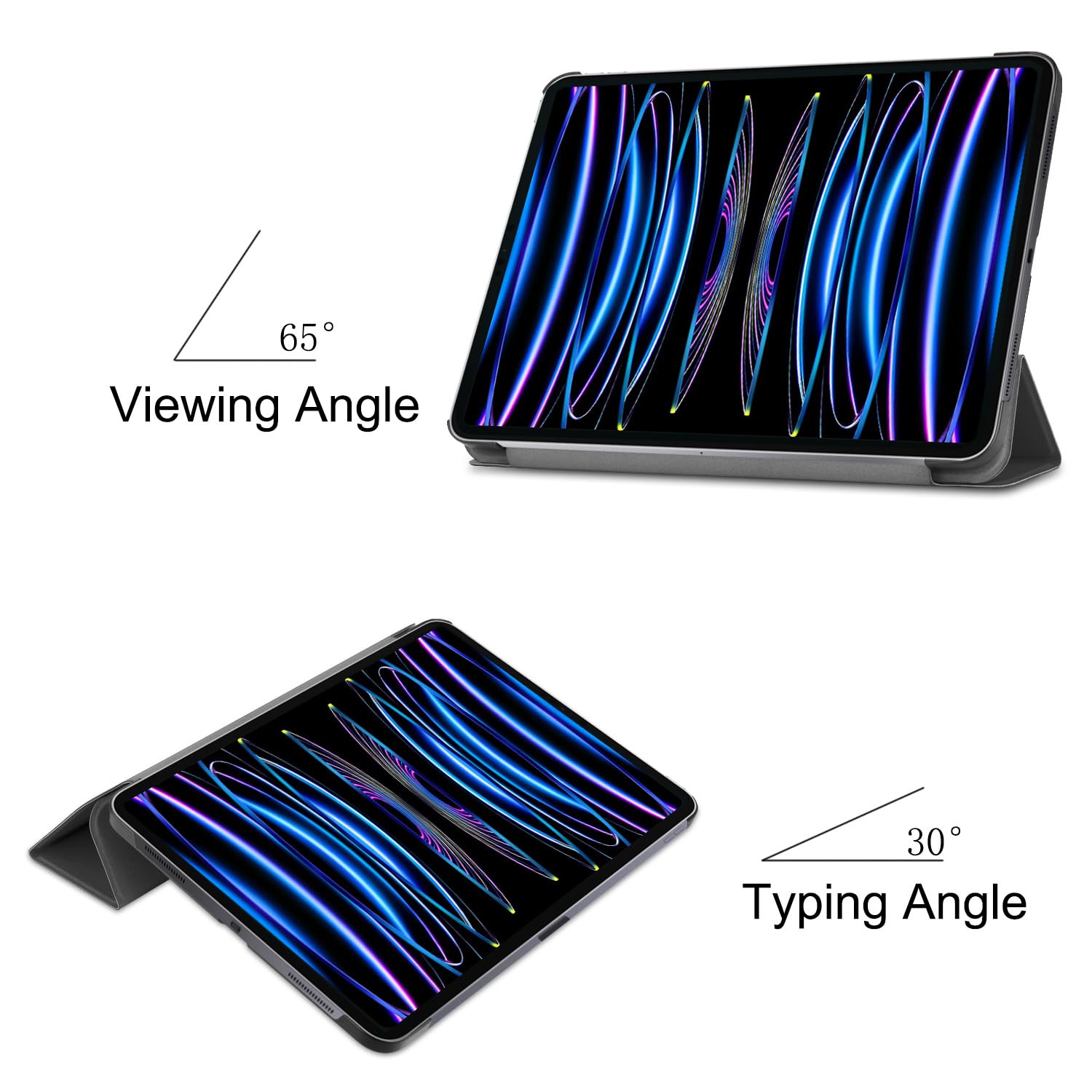 Husa tableta, pentru Honor Pad X8a 11 Inch, Trezire automata / somn, atingere confortabila a pielii, capac de protectie subtire tripla cu TPU moale inapoi, Negru