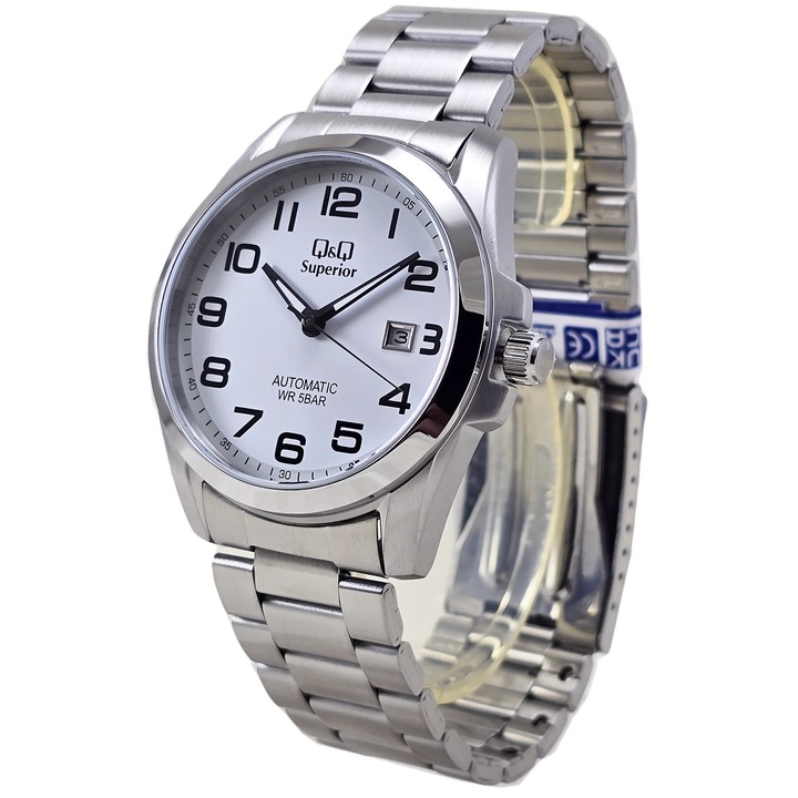Férfi karóra, Superior Q&Q S23A-502VY, automata, ezüst