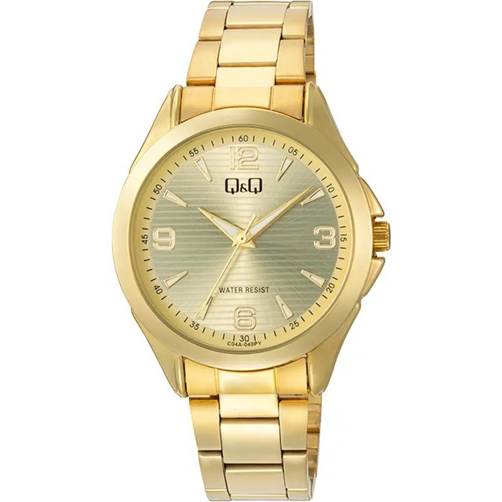 Férfi analóg karóra Q&Q C04A-040Y, fém lánc, arany