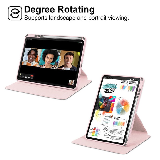 Husa tableta, pentru Samsung Galaxy Tab S6 Lite 2024, Casa de protectie pentru tablete cu slot pentru stilou, acrilic 360 ° design rotativ, trezire automata / somn, Roz transparent