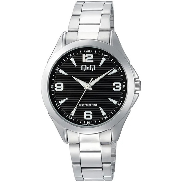 Férfi analóg karóra Q&Q C04A-039Y, fém lánc, ezüst