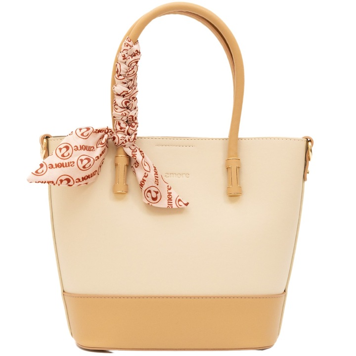 Klasszikus női táska AMORE Eleonora, krémszínű
