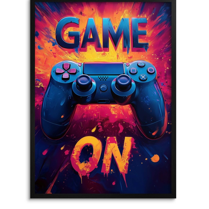 Poster In Rama, Decowalls, Imagine Gaming Consola Xbox Pad, 50x70 cm, Hartie Fotografica De Inalta Calitate De 240g, Rama Din MDF, Plexi In Loc De Sticla, Cleme Metalice Pentru Suspendare, Multicolor