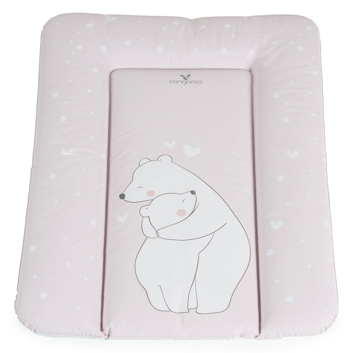 Saltea de infasat moale fara intaritura Cangaroo Pink Bears, 50x70 cm